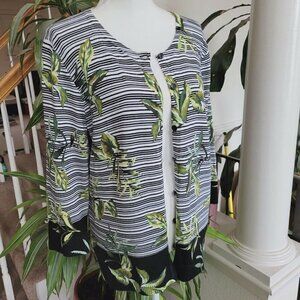 Christopher & Banks Sz Lg Sweater Cardigan Lightweight 3/4 Sleeve Modest Mature